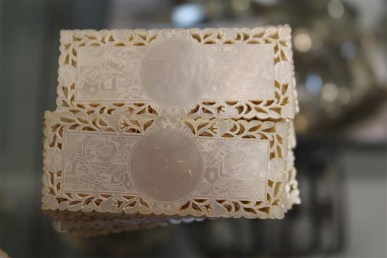 A part set of 56 19th century Chinese mother of pearl gaming counters, in four sizes, Largest 2.75in.